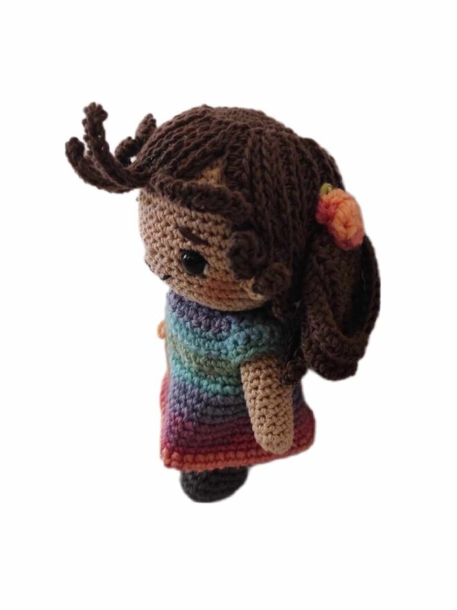 Muñeca de crochet, Lía, 17.5 cm