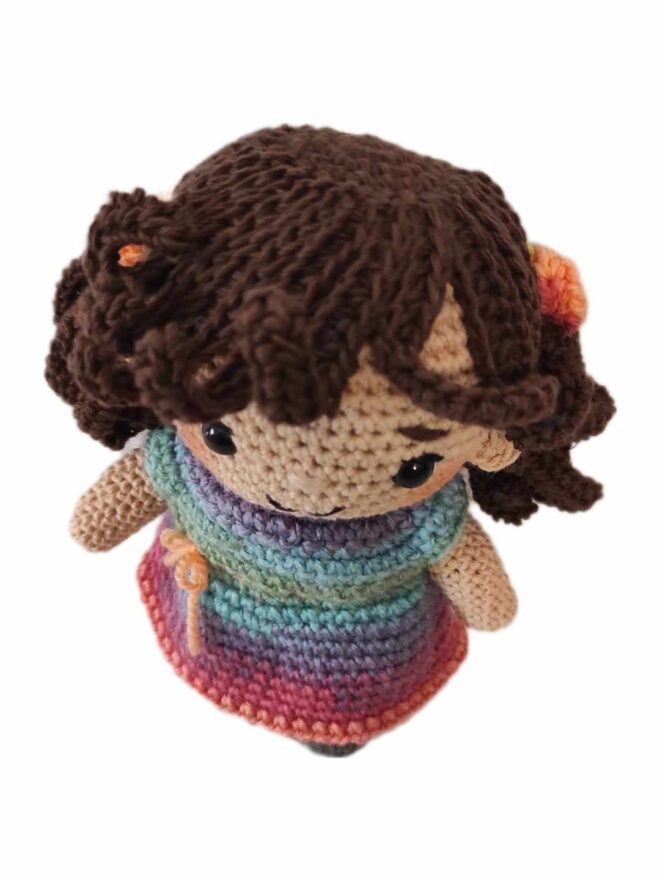 Muñeca de crochet, Lía, 17.5 cm